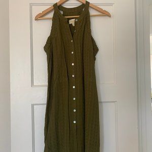 Anthropologie Larke Tank Dress Eyelet Olive Small